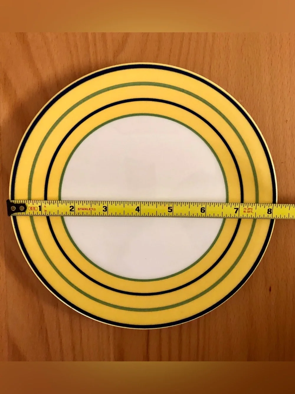 Yellow Stripe Ceramic Dinner Plates - Set of 3